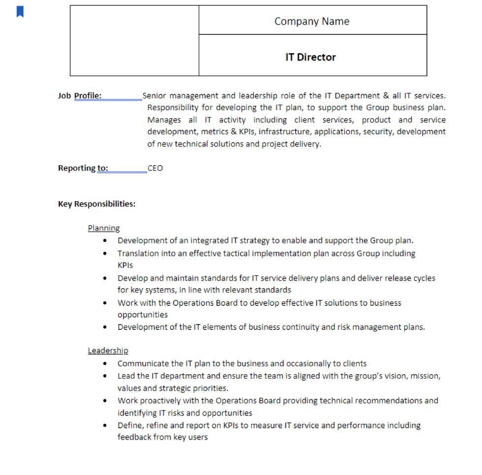 job description templates for word example from bluepoint