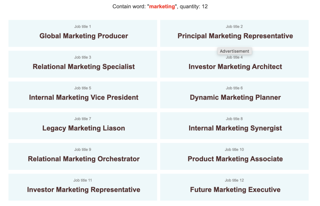 Marketing hierarchy job titles description examples