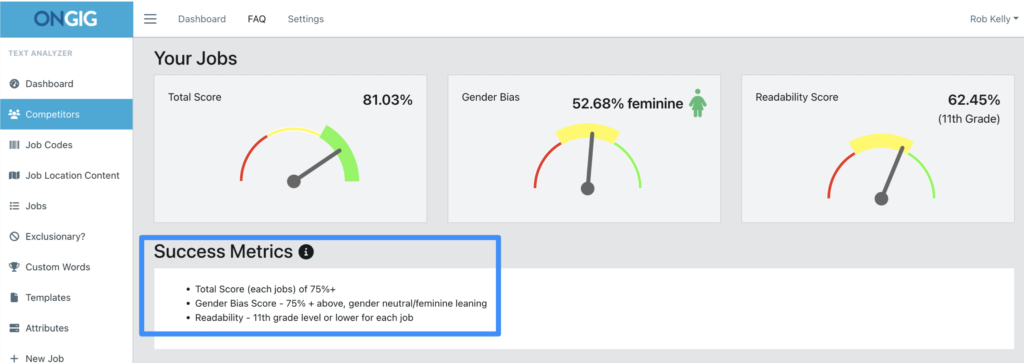 job description scoring success metrics | Ongig