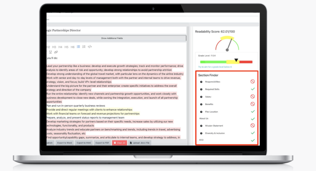 section finder ongig text analyzer