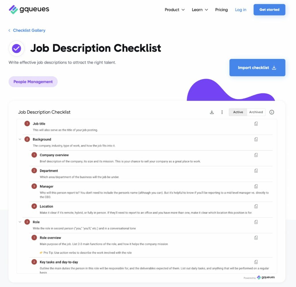 gqueues-job-description-checklist