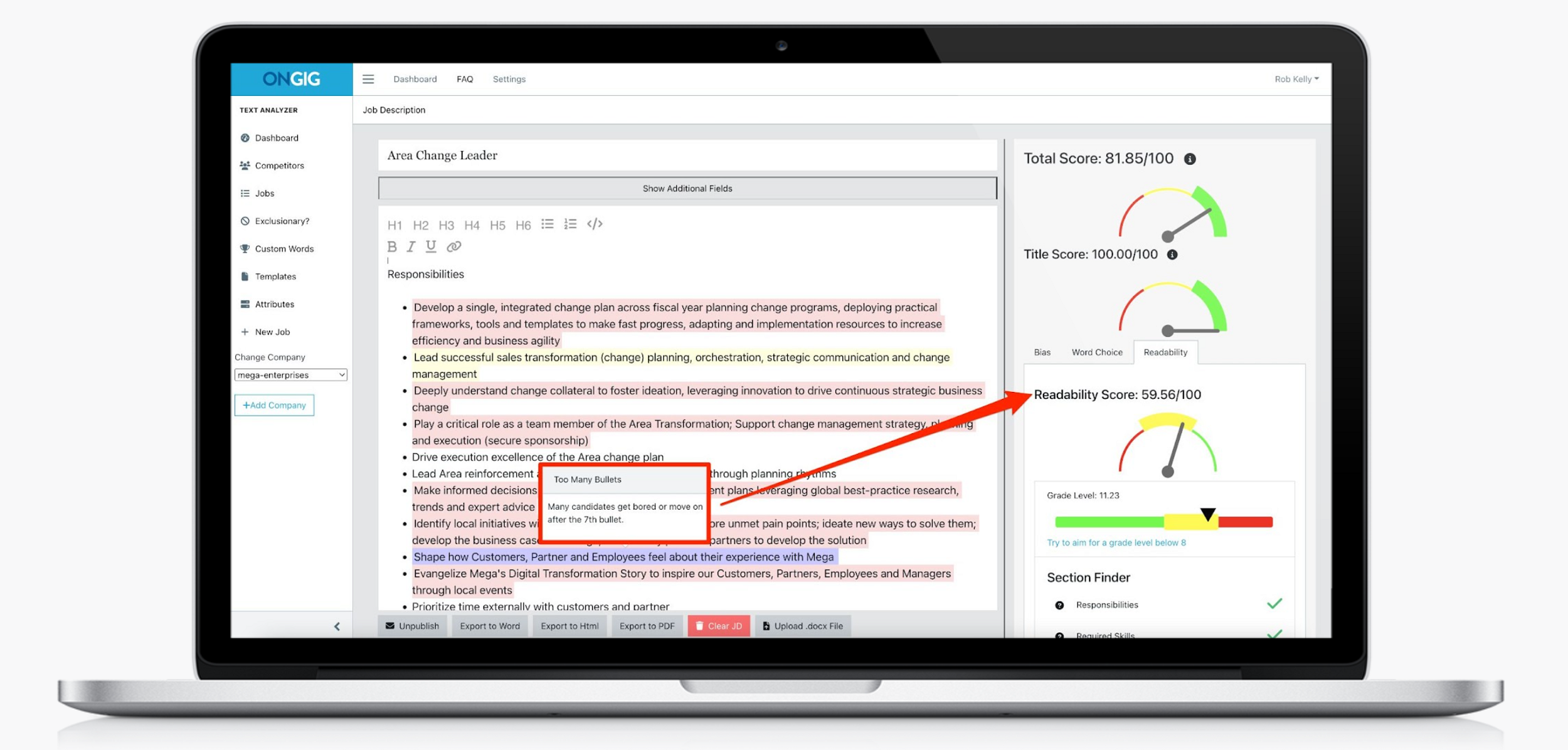 job description readability score