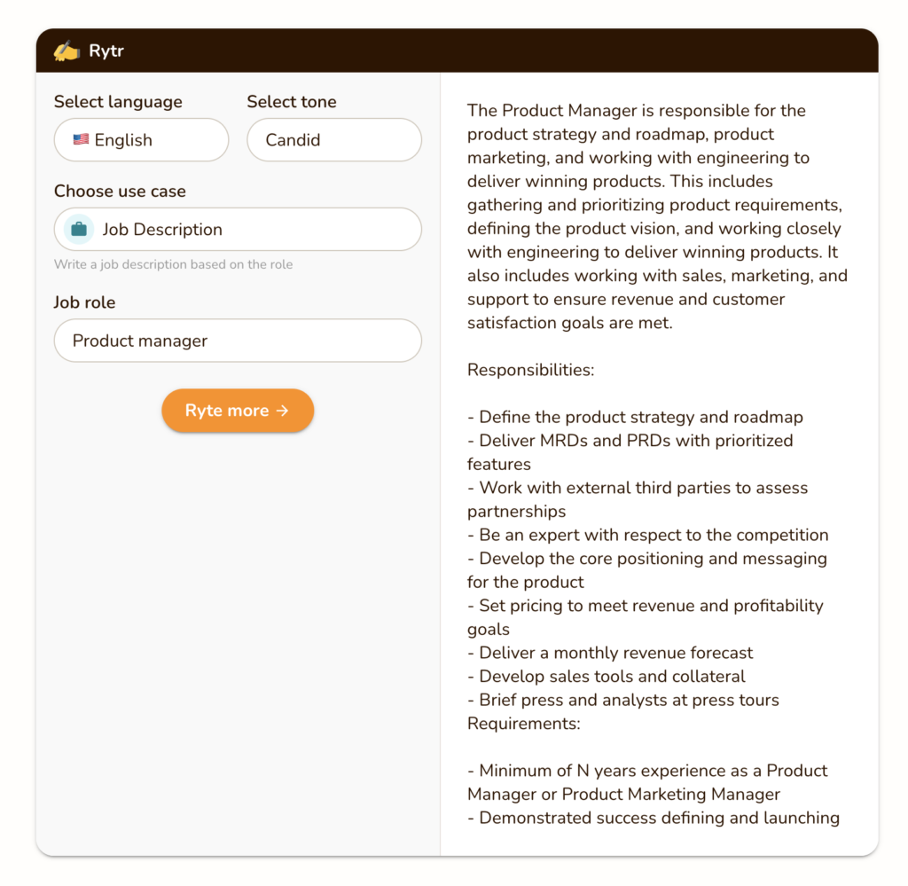 ryte job description generators