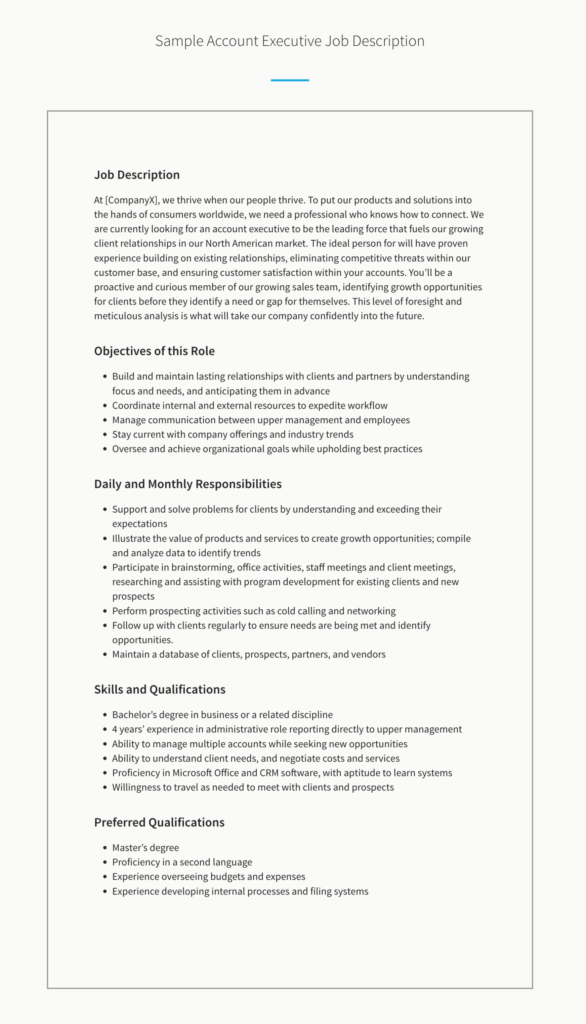 linkedin sample job description template account executive