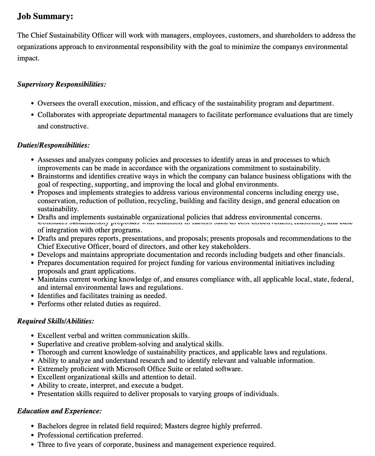 Job Description Template Shrm