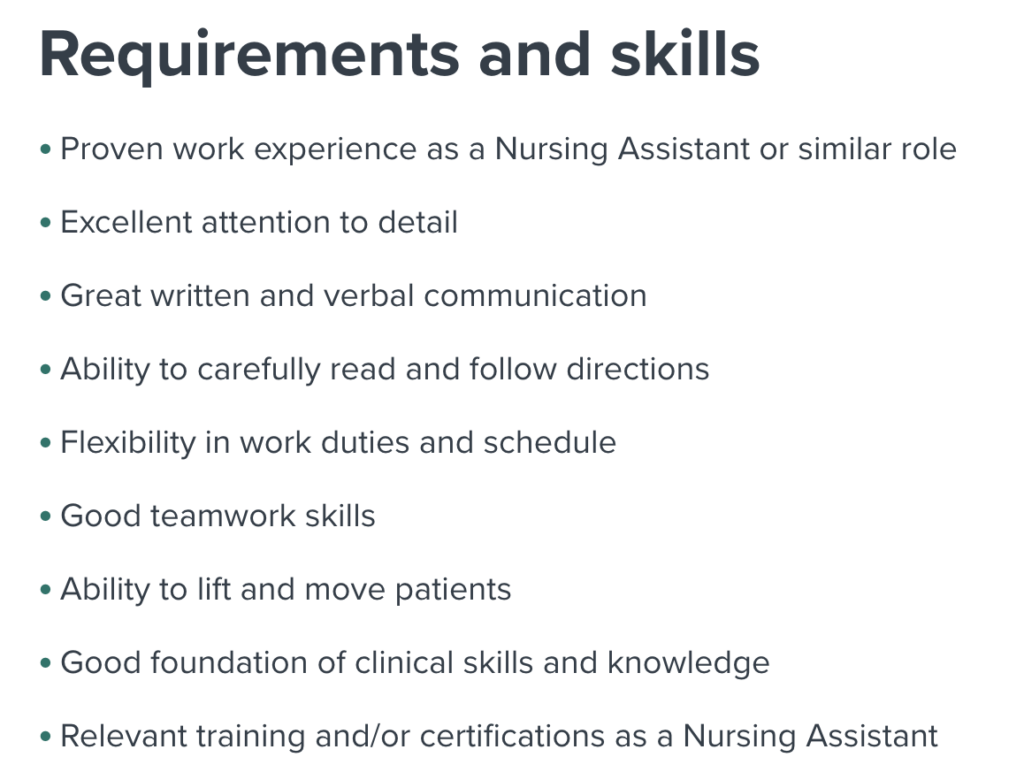 Nursing Assistant Requirements and Skills