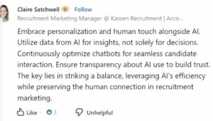Social media post about AI in recruitment marketing