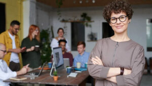 person standing in office