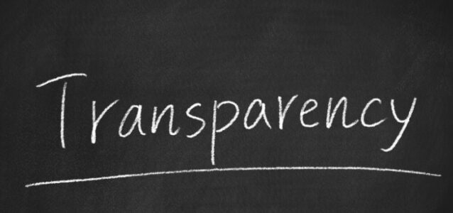 Transparency in Job Postings -- the word transparency on a chalkboard