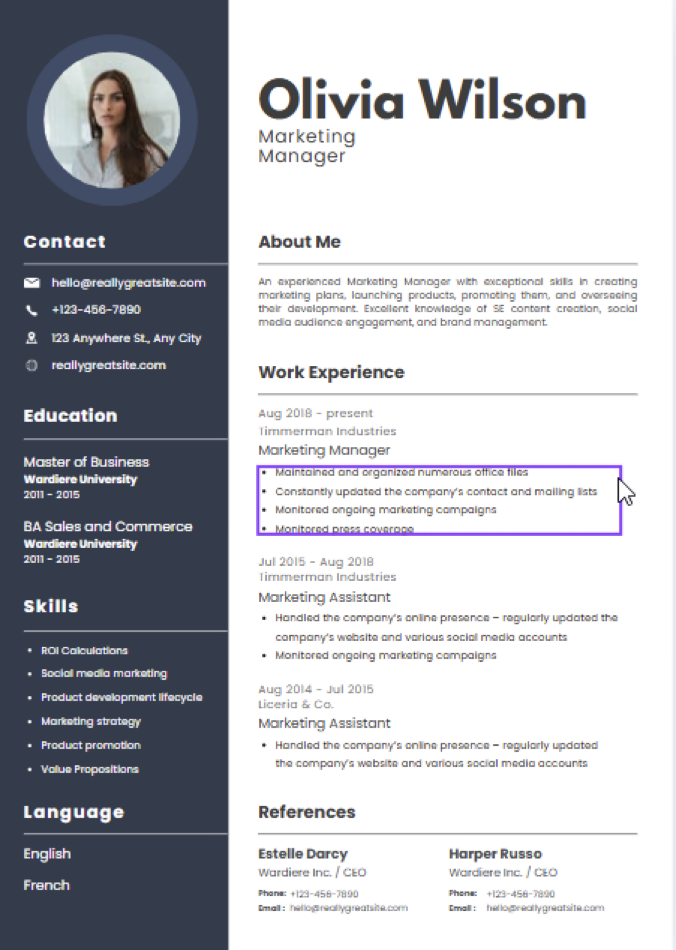 image | Ongig Blog Marketing Manager resume