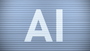ai in white on blue background