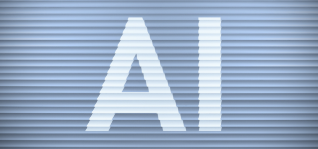 ai in white on blue background