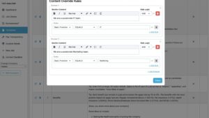 job postings templates content override rules