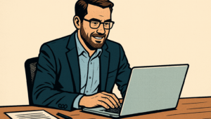 male recruiter at laptop