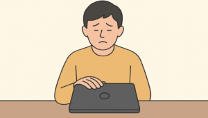 frustrated man at laptop