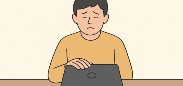 frustrated man at laptop