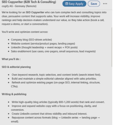 Here’s an example of a job description.
