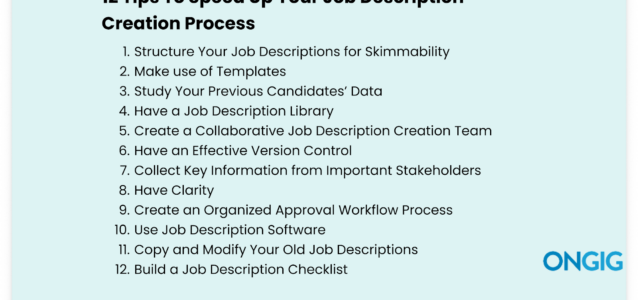 speed up jd creation ongig