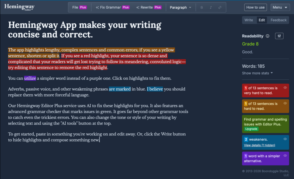 hemingway app